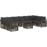 vidaXL Tuinset met 11 delen, grijs, polyrotan