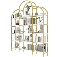 MODFU - Wandrek - Vijf Lagen - Boogvorm - Staal En MDF - Wit Goud - 170 X 26 X 190 Cm