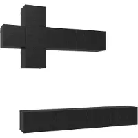 vidaXL Tv-meubelset Wandgemonteerd 7 pcs Zwart eiken Bewerkt hout