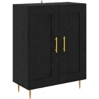 vidaXL Highboard Zwart Eiken 69,5 x 34 x 180 cm Bewerkt hout
