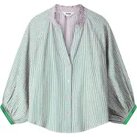 Pom Amsterdam Dames Blouses Blouse Seersucker Green Pink - Multi - Maat 42