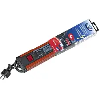 REV 0014462613 Stekkerdoos met schakelaar 4-voudig Zwart, Rood Randaarde stekker 1 stuk(s)