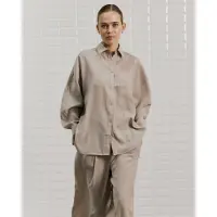 WITHBLACK Dames Blouses Wblmarleen Ls Oversized Shirt - Zand - Maat XS