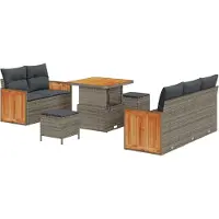 vidaXL Tuinbank Set 8 st 8-Aantal zitplaatsen Grijs