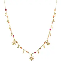 Luxenter Sterling Zilver 925 Ketting met Veelkleurig Kristal afgewerkt in 18K geel goud - Sekhay
