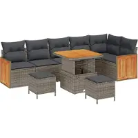vidaXL Tuinbank Set 9 st 9-Aantal zitplaatsen Grijs