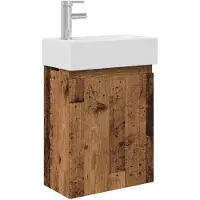 vidaXL Badkamermeubel met kraan Oud hout 45,5 x 22,5 x 84 cm