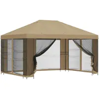 vidaXL Tuinpaviljoen met zijwanden, 4 x 3 meter, beige