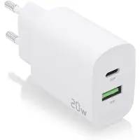 Aisens oplader, 20 W, 1 x USB-C PD3.0, 1 x USB-A QC3.0, wit