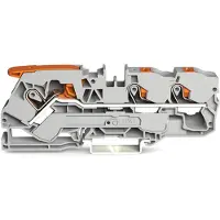 Wago 3-draads doorgangsklemmenblok met hendel en drukknop 10 mm², grijs