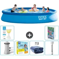 OEM Intex Rond Zwembad - Opblaasbaar - 457 x 84 cm - Blauw - Met pomp en onderhoudskit - Zonnescherm - Thermometer - 7-delig