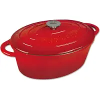 KINGHOFF 1612 - gietijzeren braadpan - ovaal - 33cm - 6,2L - rood - emaille