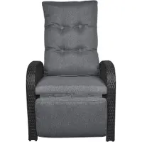 Ebuy24 Jorl loungemeubel tuinstoel, traploos verstelbaar en voetensteun zwart/grijs.