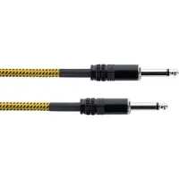 Cordial 14764 Jackplug Instrumenten Aansluitkabel [1x Jackplug male 6,3 mm (mono) - 1x Jackplug male 6,3 mm (mono)] 3 m Zwart, Geel Textielmantel