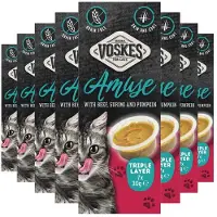 Voskes 8x Kattensnack Triple Layer Rund-sumiri-pompoen 7x30 Gr