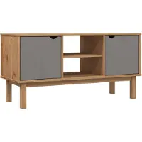 vidaXL Tv-meubel OTTA 113,5x43x57 cm massief grenenhout bruin en grijs