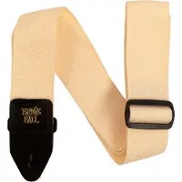 Ernie Ball Polypro - Gitaarriem - Crème - Polypropeen - Zwarte Leren Uiteinden - Zwarte Delrin Gesp - Verstelbaar 104-182 cm - Breedte 5 cm