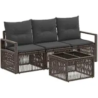 vidaXL Tuinset met 4 zitplaatsen, grijs, polyrotan