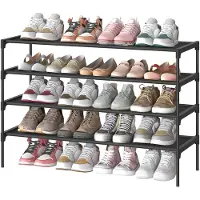 Songmics Schoenenrek met metalen frame, inktzwart / 4 niveaus (91,8B cm)