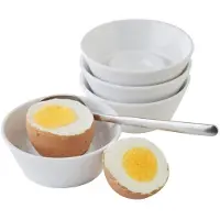Aps 83851 eierdopjes set - 4 stuks - melamine wit - stapelbaar met hoge rand 8 x 8 cm