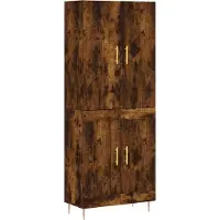 vidaXL Hoge kast 69,5x34x180 cm bewerkt hout gerookt eikenkleurig