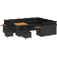 vidaXL Tuinbank Set 12 st Zwart poly rattan