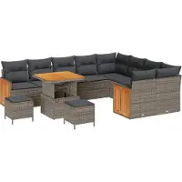 vidaXL Tuinbank Set 12 st 12-Aantal zitplaatsen Grijs