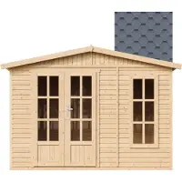 Timbela M334FB+H334FBGREY - Tuinkantoor - 6,03 m² - 222x332xH232 cm - met vloer en grijze dakpanelen