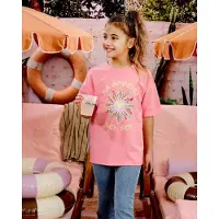 Z8 kids T-shirt Novy lichtroze/lichtgeel Meisjes Stretchkatoen Ronde hals - maat 140/146