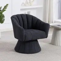 OKWISH Draaistoel 70 X 66 X 72 Cm - 360 Graden Draaibaar - Ergonomische Kuip Met Armleuningen - Voor Kantoor En Woonkamer - Ribfluweel - Donkergrijs