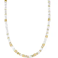 Luxenter Sterling Zilver 925 collier met witte parelmoer afgewerkt in 18K geelgoud - Wicoy
