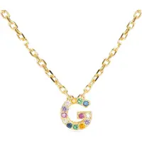 Luxenter Sterling Zilver 925 collier met Veelkleurige Zirkonia afgewerkt in 18K geel goud - Alfabet