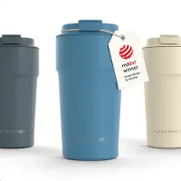 LARS NYSØM Bevægelse Thermos Coffee Mug-to-go 500ml - BPA-vrij met Isolatie - Lekvrije Roestvrijstalen Thermosbeker (Calypso Blue - Powder)