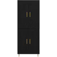 vidaXL Highboard Zwart Eiken 69,5 x 34 x 180 cm Bewerkt hout