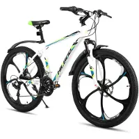 Hiland Mountainbike 26 inch - MTB met 3/6-Spaaks Stervelgen - 18 Versnellingen - Lichtgewicht Aluminium Frame - Dubbele Schijfremmen - Unisex
