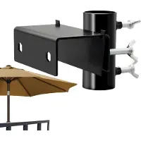 VHV - Parasolhouder - Balkon parasolhouder - Parasol klem - Verstelbaar - Antislip - Universeel - Voor balkonreling, tuin en strand - Compact - 12*6.6*9.7cm - Zwart