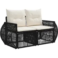 vidaXL Tuinbank Set 5 st Zwart en Crème Wit poly rattan