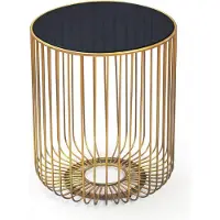Wohnling Bijzettafel glas metaal goud rond 40 cm