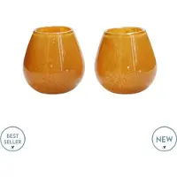 Vase the World Waxinelichthouder Tasman Elite - XSmall - Geel - Set van 2 - Ø12,5 x H11,5 cm
