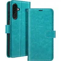 Mayaxess , Geschikt voor Samsung Galaxy A26 Portemonnee hoesje met polsbandje, Turquoise