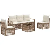 vidaXL Tuinbank Set 6 st Beige poly rattan