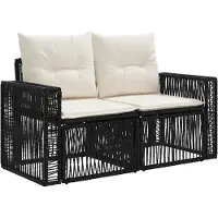 vidaXL Tuinbank Set 7 st 7-Aantal zitplaatsen Zwart en Crème Wit