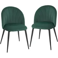 HOMCOM Eetkamerstoel-Polyester, metaal-52B x 55D x 79H cm-Donkergroen