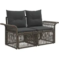 vidaXL Tuinbank Set 9 pcs Grijs poly rattan