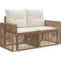 vidaXL Tuinbank Set 4 st Beige en Crème Wit poly rattan