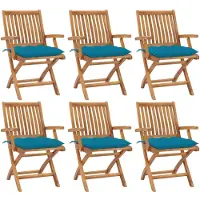 vidaXL Tuinstoelen 6 st inklapbaar met kussens massief teakhout