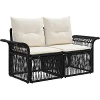 vidaXL Tuinbank Set 5 pcs Zwart poly rattan