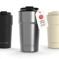 LARS NYSØM Bevægelse Thermos Coffee Mug-to-go 500ml - BPA-vrij met Isolatie - Lekvrije Roestvrijstalen Thermosbeker (Stainless Steel)