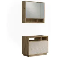 Vicco badkamermeubelset Beatrice, Kasjmier/Artisanaal eiken, Set van 2