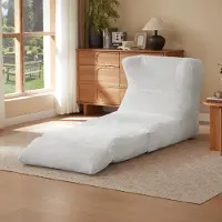 OKWISH Relaxfauteuil - Omvormbaar Tot Ligstoel - Voor Woonkamer Of Slaapkamer - Zachte Schuimvulling - Wit